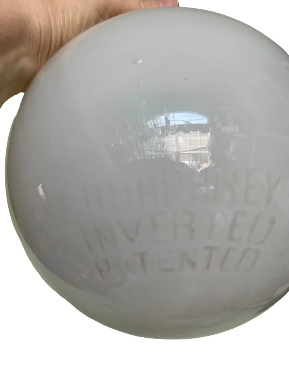 Antique Globe Humphrey Inverted Gas Lamp Globe White Glass Shade Patented Vtg 9